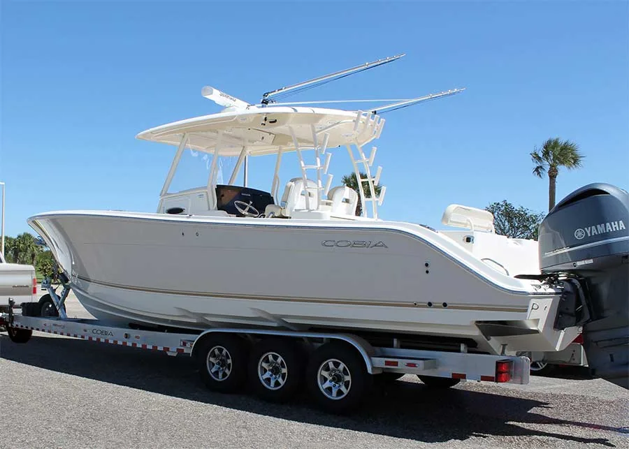 Mississauga boat loaded on a trailer for recovery and towing